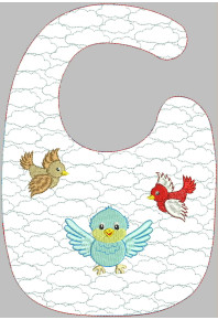 Hop053 - Clouds and birds Quilted Bib